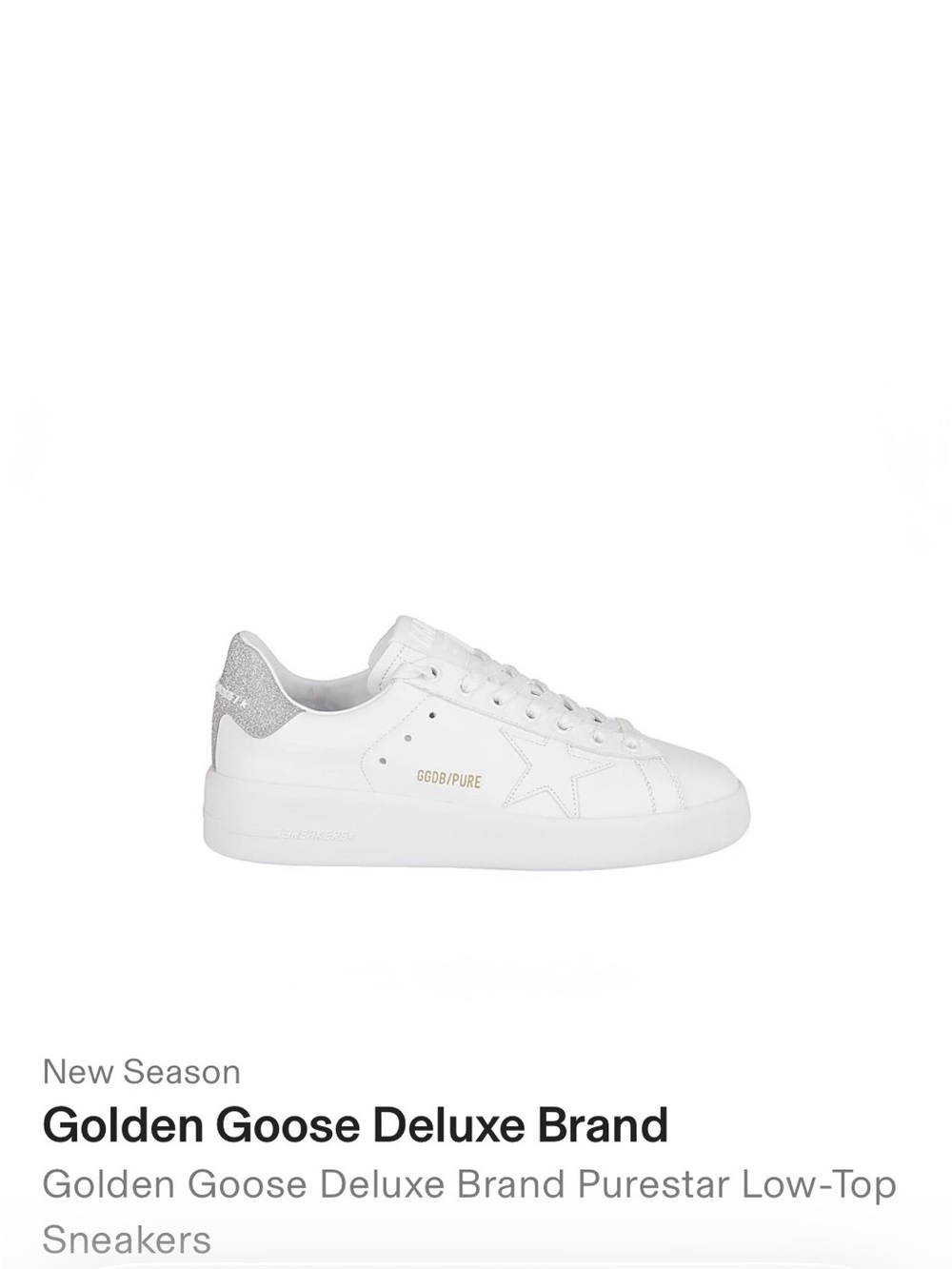 Golden Goose White Leather Low-Top Sneakers with Silver Heel Tab - Picture 2 of 3